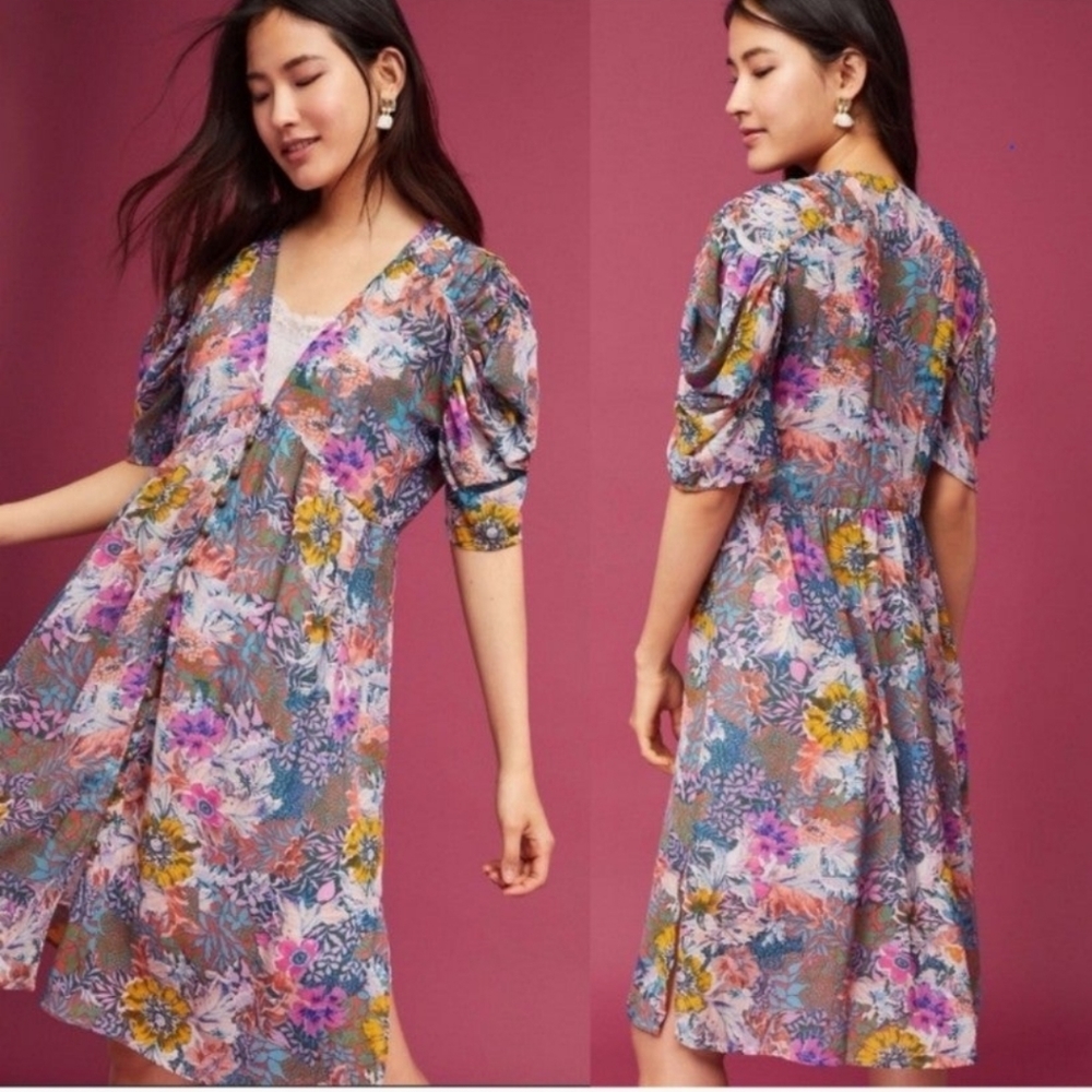 NEW Women's Anthropologie Valencia Dress Akemi + Kin Floral Midi Dress Size Larg